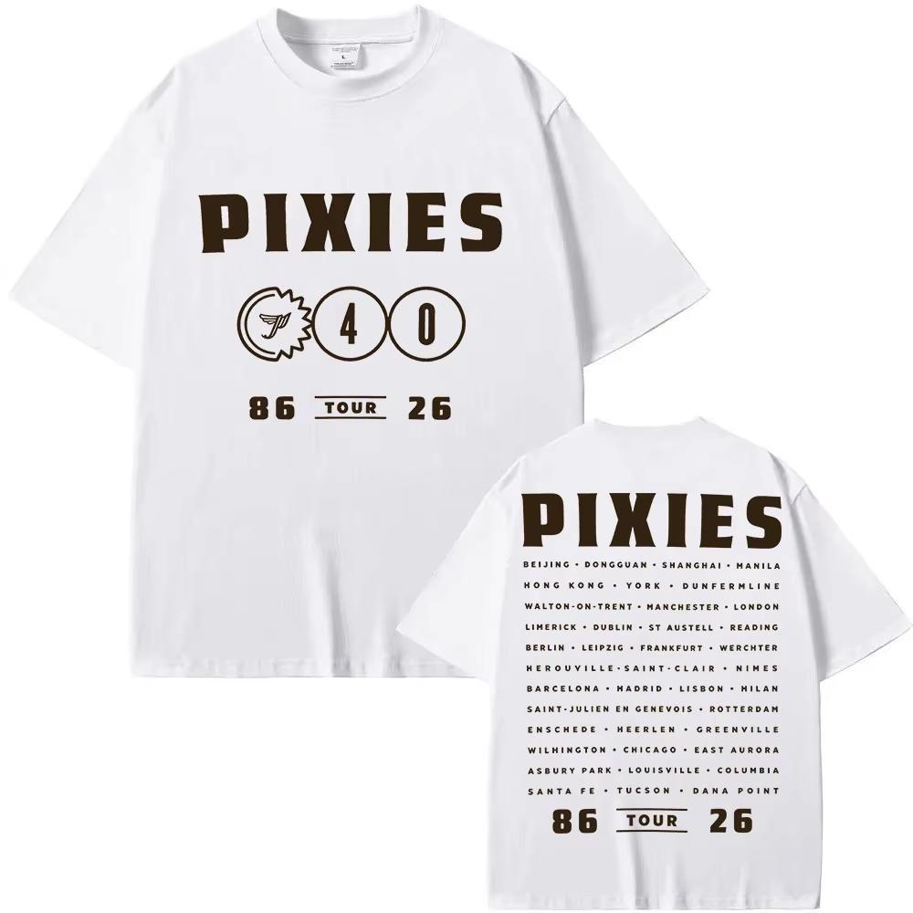 Хлопковая футболка Pixies Stardust 2026 Мировой Тур Взрослая Повседневная Одежда Футболки с Графическим Принтом Streetwear Топ Y2K Готические Хлопковые Оверсайз Футболки