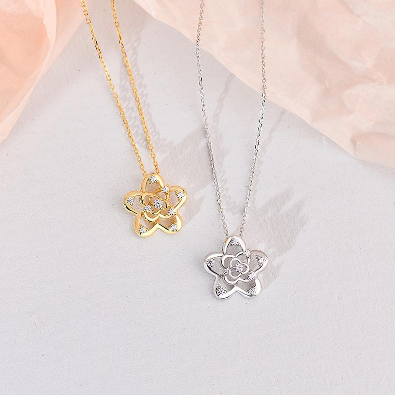 Ожерелье с ажурным цветком из циркона с легким и роскошным темпераментом, цепочка на ключицу с маленьким цветком, милый новый стиль в лесном стиле