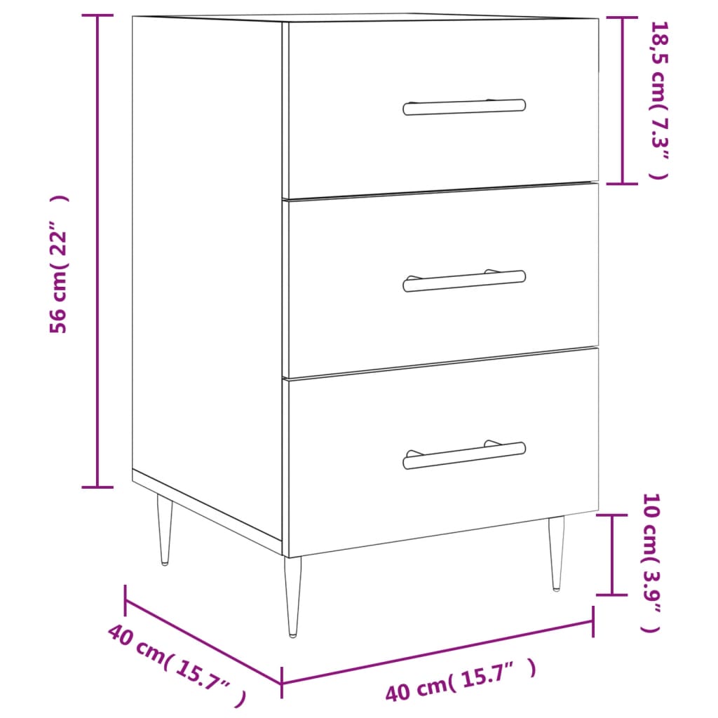 Nightstand Smoked Oak 40x40x66 cm Engineered Wood