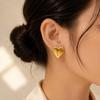 High-End Heart-Shaped Gold Stainless Steel Earrings | Creative Fashion Studs