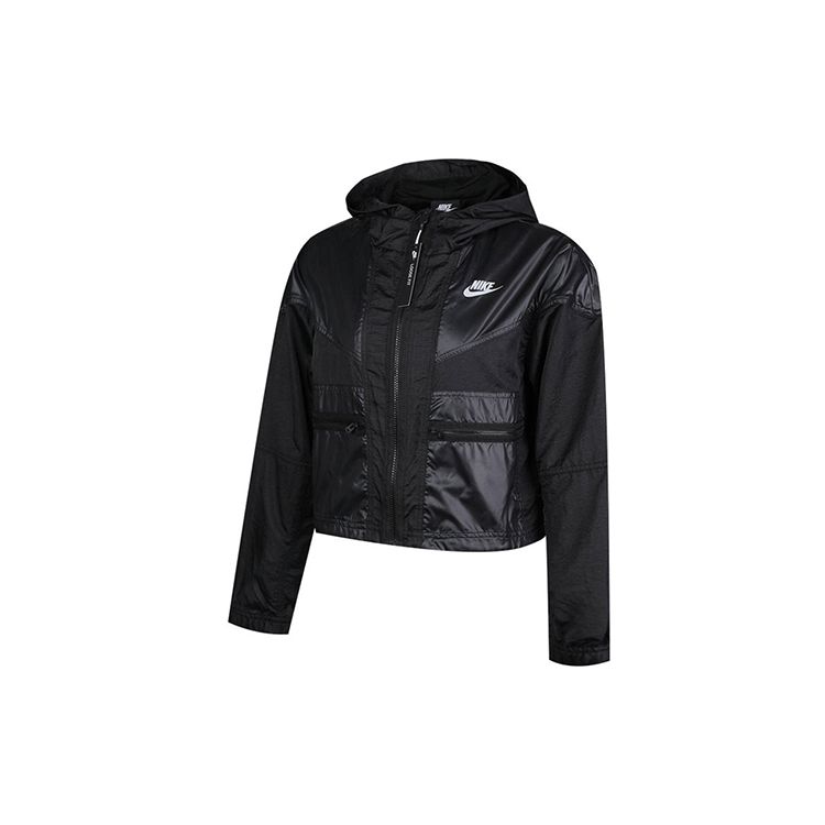 Nike Короткая спортивная повседневная ветровка с капюшоном на молнии женская куртка черная BV2834-010