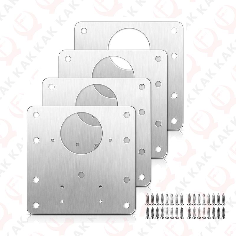 KAK 8pcs Hinge Repair Plate Brushed Stainless Steel Cabinet Hinge Fixing Plate Bracket Kit with Mounting Screws Door Hardware