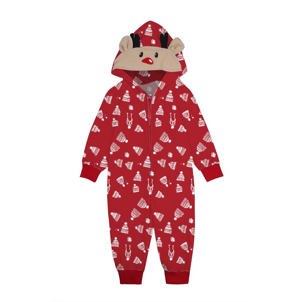 Christmas Hooded Jumpsuit Pajamas Elk Loungewear Outfits, Family Xmas  Matching Sets