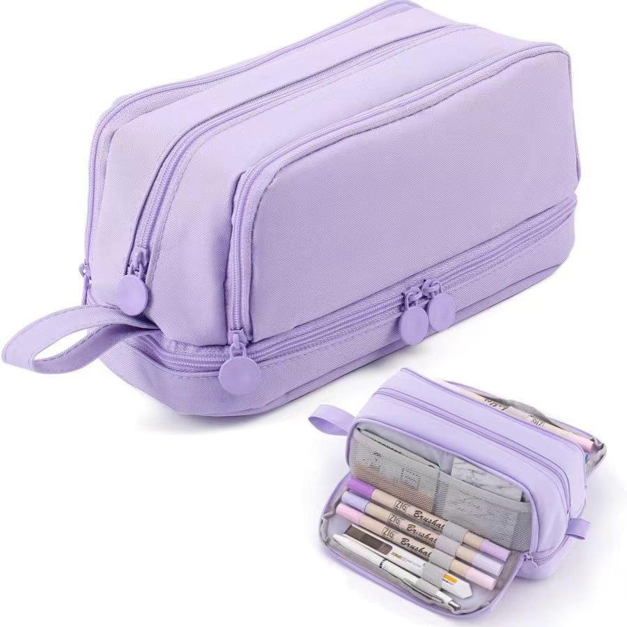 Portable Pen Bag With Large Capacity Pen Holder, Children's Multi-functional Pencil Case