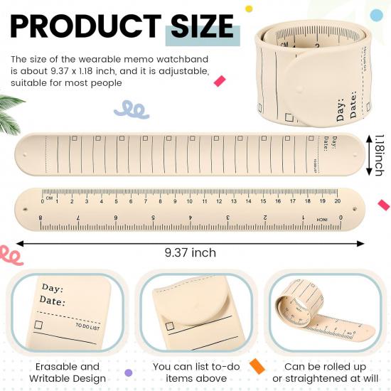 Chuangdi Silicone Nurse Slap Bracelet Reble Wearable Notepad Wristband Waterproof to Do List Memo Wrist Band Writable Erasable Strap for Planner