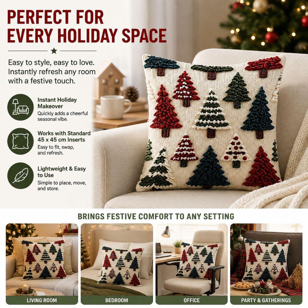 1/2Pcs 45x45cm Christmas Tree Pillowcase Non-Embroidered Holiday Decorative Pillow Home Decor