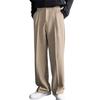 Men Suit Pants High Waist Button Zipper Fly Straight Wide Leg Long Pants with Pockets Solid Color Casual Trousers Daily Wear