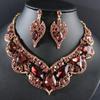 Set Of Necklace Earrings Set, Court Temperament Alloy Crystal Retro Necklace Set 2-Piece Set