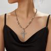 European and American Niche Collarbone Chain Retro Cross Pendant Beaded Necklace Short Chain Neck Chain Simple Street