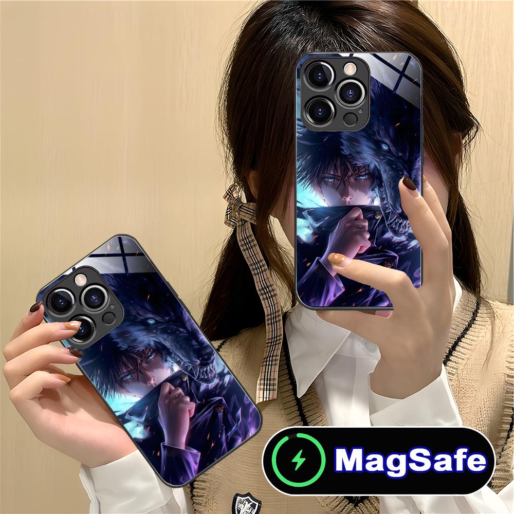 Чехол для мобильного телефона Jujutsu Kaisen Мегуми для iPhone 17 16 15 14 13 12 11 Pro Max Plus Mini MagSafe Стеклянный Цветной Чехол Роскошный