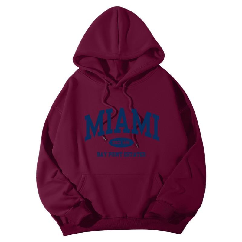 Unisex Winter Hooded Sweatshirt Loose Fit Printed Long Sleeve Casual Streetwear
