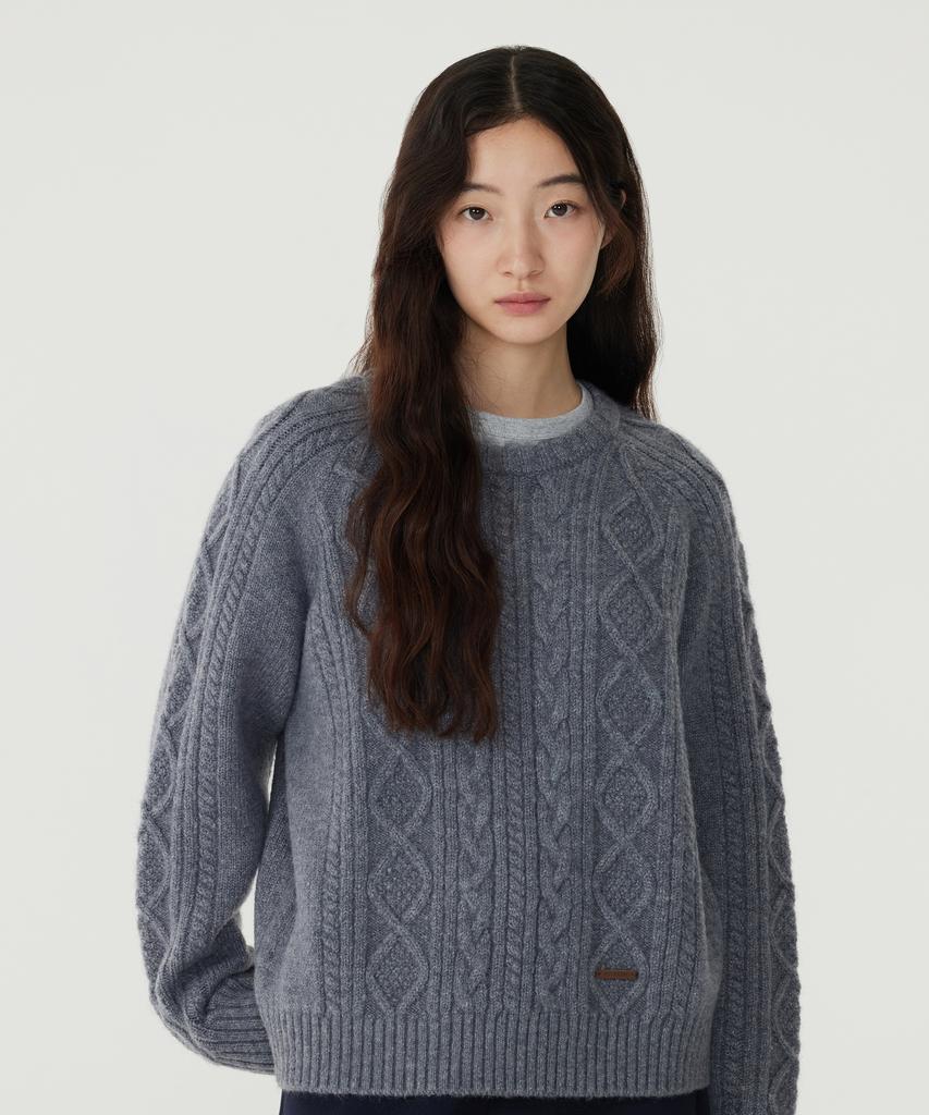 COVERNAT WOMAN Wool Blend Cable Knit Ivory