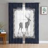Тюлевые шторы с силуэтом оленя и сосны для гостиной, прозрачные шторы для спальни, кухни, оконные занавески