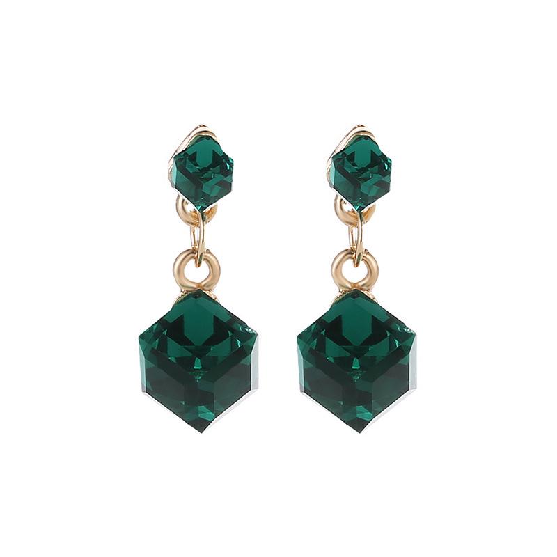 Water Cube Geometric Earrings - Dark Blue Crystal, Fantasy Colorful All-Match Square Earrings for Women