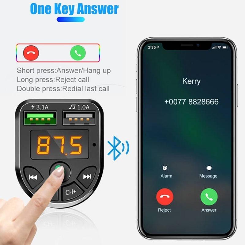 Bluetooth 5,0 FM-передатчик автомобильный комплект MP3 модулятор плеер беспроводной громкой связи аудио приемник Dual USB быстрое зарядное устройство 3.1A