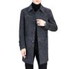 Men Woolen Coat Lapel Long Sleeve Single Breasted Mid-Length Overcoat with Pockets Casual Daily Wear