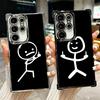 Забавный Человечек-палочка Металлизированный Чехол Для Телефона Для Samsung Galaxy S24 S25 FE S26 Edge S23 Ultra S22 S21 Plus S20 Противоударный Подушка Безопасности C