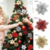 Sparkling Christmas Poinsettia Flower Tree Hanging Decoration Pack of 10