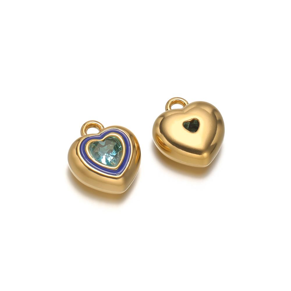 4pcs Stainless Steel Enamel Heart Zirconia Charms for DIY Jewelry Findings Necklace Pendants Bracelet Supplies Earrings Making