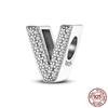 26 A-Z Alphabet Beads 925 Sterling Silver LOVE Letter Charm Fit Original Bangle Charms Bracelet CZ Zircon Bead Jewelry
