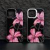 Винтажный черный чехол для телефона с принтом розовой лилии для iPhone 17 16 15 14 13 12 11 Pro, защитный чехол от царапин