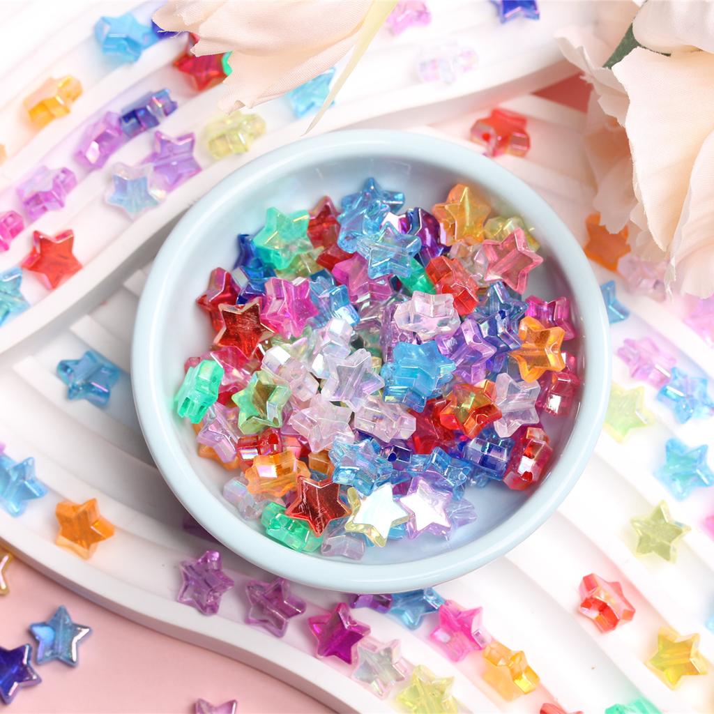 Hanmade Handmade 11*4.5mm Crafted DIY Accessories About240Pcs AB Color Pentagram for Jewelry Making Star Beads Loose Spacer Beads