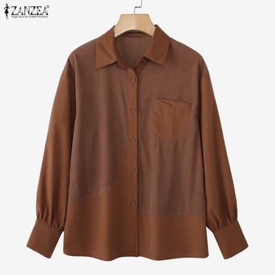 Женская повседневная блузка с отложным воротником и длинным рукавом на осень