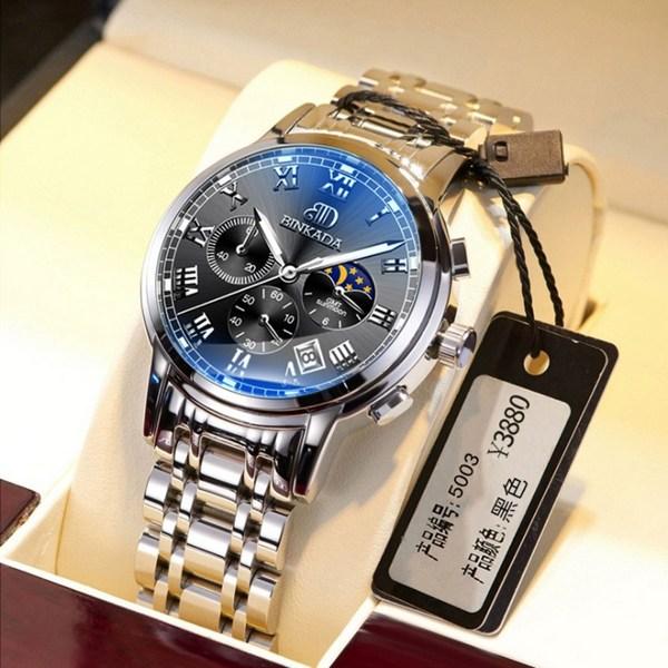 BINKADA Мужские металлические часы Мужские металлические часы Металлические наручные часы Мужские роскошные часы Металлические часы