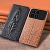 Для XIAOMI POCO F8 Pro Ultra 5G Чехол-книжка 3D Голова крокодила Магнитная крышка Натуральная кожа коровы Карман для карт Кошелек Чехлы