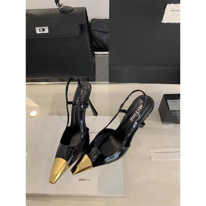 Мода Новые Популярные Уличный Стиль Острый Носок Женские Туфли Модные Слингбэки Тонкий Высокий Каблук Элегантные Стриптизерши Выпускной Вечер Женские Сандалии Обувь