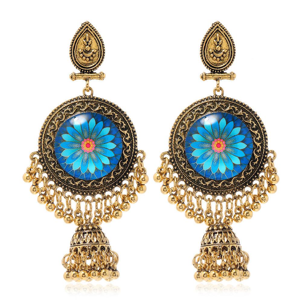 Style Simulation Ethnic Gemstone Decoration Women Necklace And Earring Set