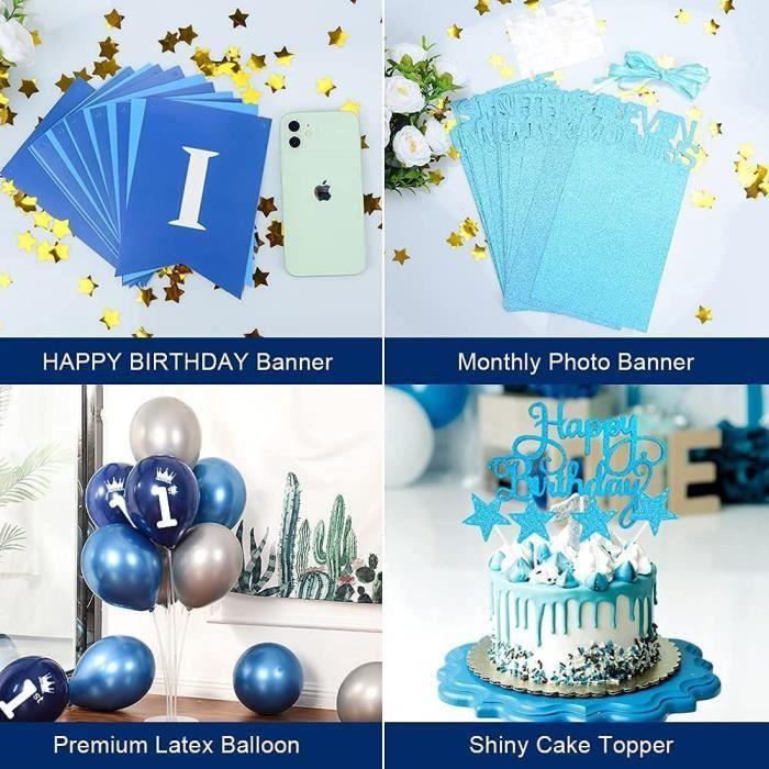 Украшение на день рождения Мальчик Девочка Голубая гирлянда из воздушных шаров Мальчик День рождения 1 год 1 12 месяцев