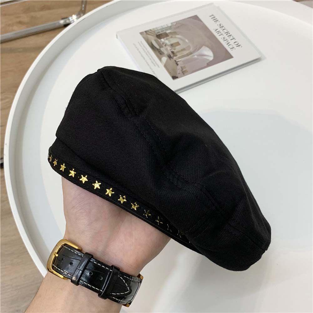 Sweet Simple Autumn British Style All-match Girl Painter Hat Star Berets Women Cap Korean Style Hat