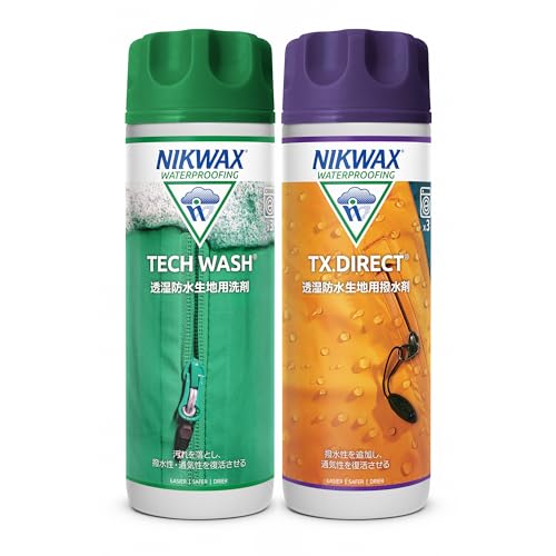 Nikwax Tech Wash+TX Direct Wash-In 300 мл x 2 - Очиститель и водоотталкивающее средство для водонепроницаемой и дышащей одежды, Легкий уход в стиральной машине, Сохраняет