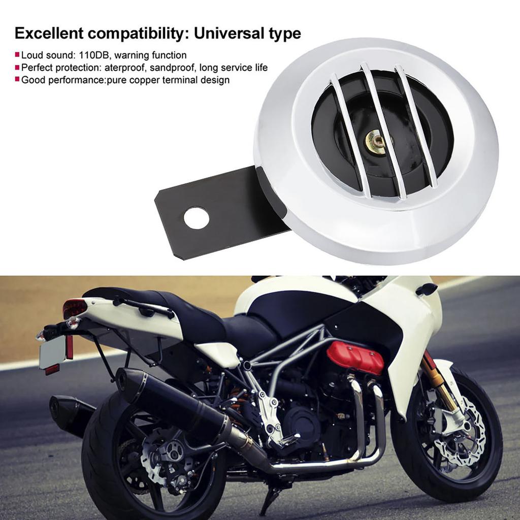 Universal Motorcycle Electric Loud Horn Siren 12V 110DB Waterproof Round Horn Speaker