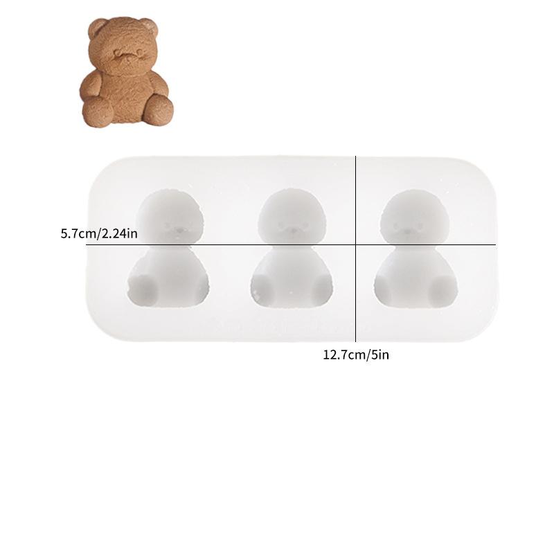 Cute Lena Bear Pinch Mold Bear Candle Plaster Mold Sitting And Standing Bear Four Grid Big Head Bear Silicone Mold