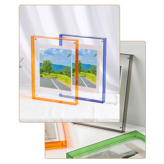 Плавающая фоторамка горизонтальная вертикальная неоновая акриловая домашняя галерея офис настенное крепление настольная декоративная рамка для постеров