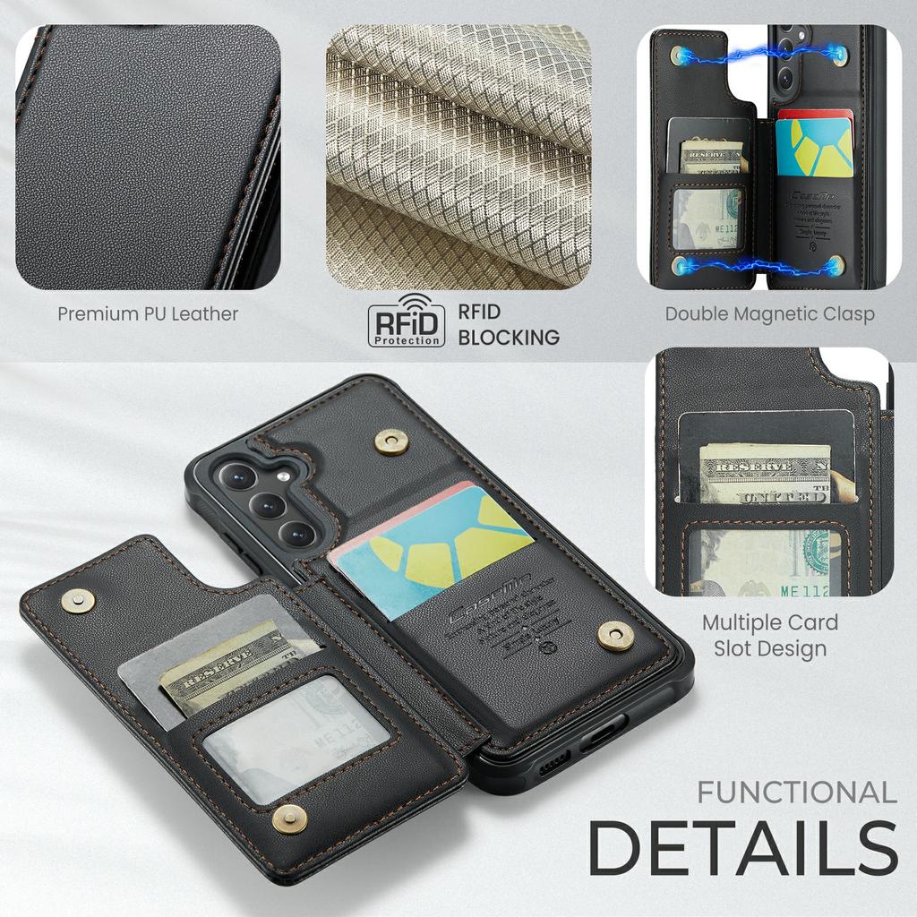 For Samsung Galaxy S24 Phone Case CASEME C22 Leather Back Cover with RFID Blocking Card Slots