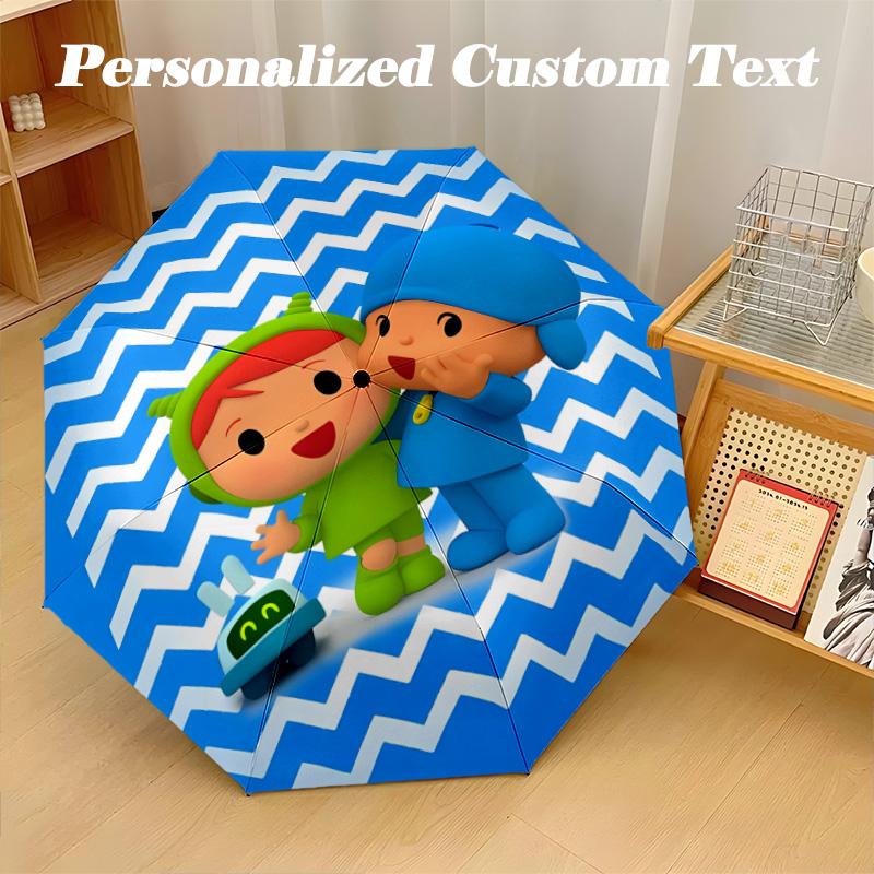 Автоматический зонт с 8 ребрами, складной зонт с дизайном Pocoyo для защиты от солнца и дождя, для путешествий