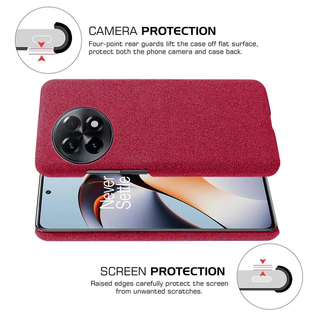 Текстурный тканевый чехол для смартфона для OnePlus 11R 5G/Ace 2 5G, однотонный жесткий чехол из ПК+ткани, устойчивый к царапинам