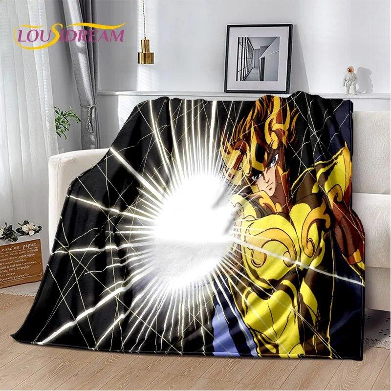 Одеяло HD с рисунком Saint Seiya в стиле ретро, мягкое одеяло для дома, спальни, кровати, дивана, пикника, путешествия, офиса, детское одеяло