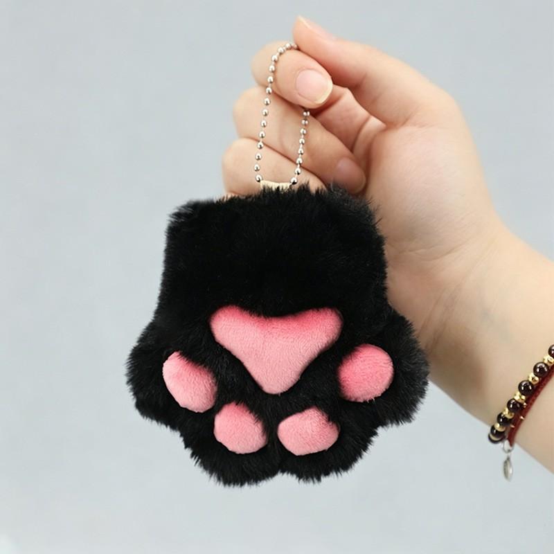 Plush Cat Paw Keychain Charm Soft Animal Claw Pendant Kids Friends Birthday Party Gift