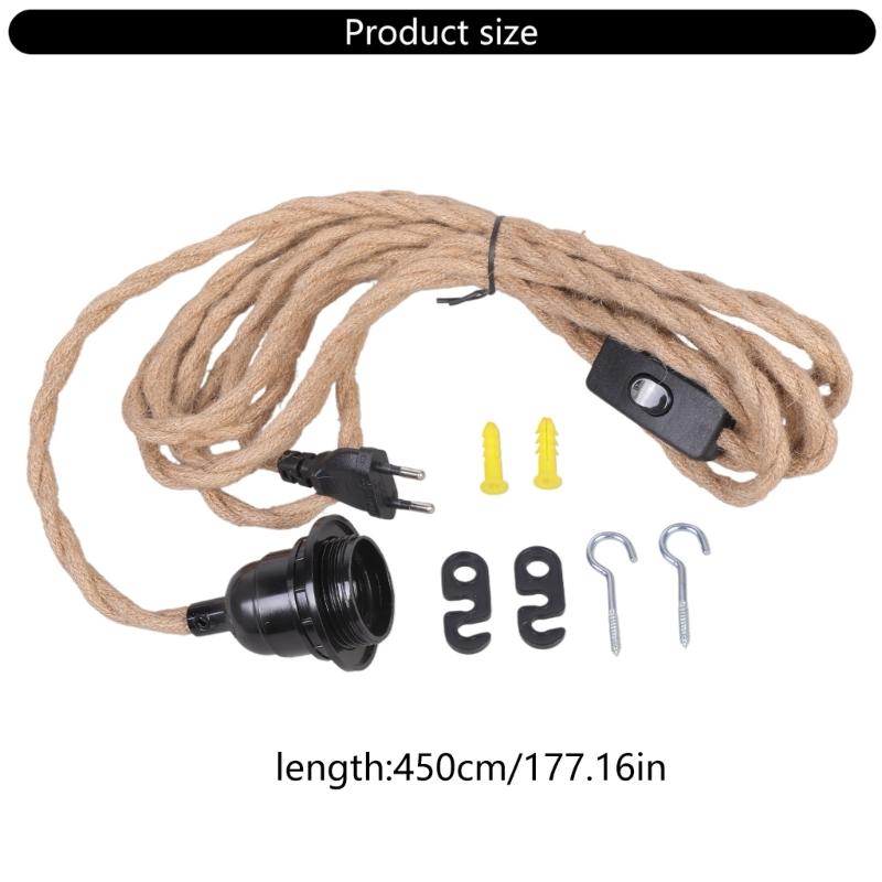 Вкручиваемый ламповый кабель с выключателями 4,5 м Современный резьбовой патрон E27 Художественный DIY осветительный кабель 110-250 В для DIY