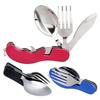 1 Pcs 3 In 1 Outdoor Travel Camping Hiking Pocket Folding Spoon Fork Knife