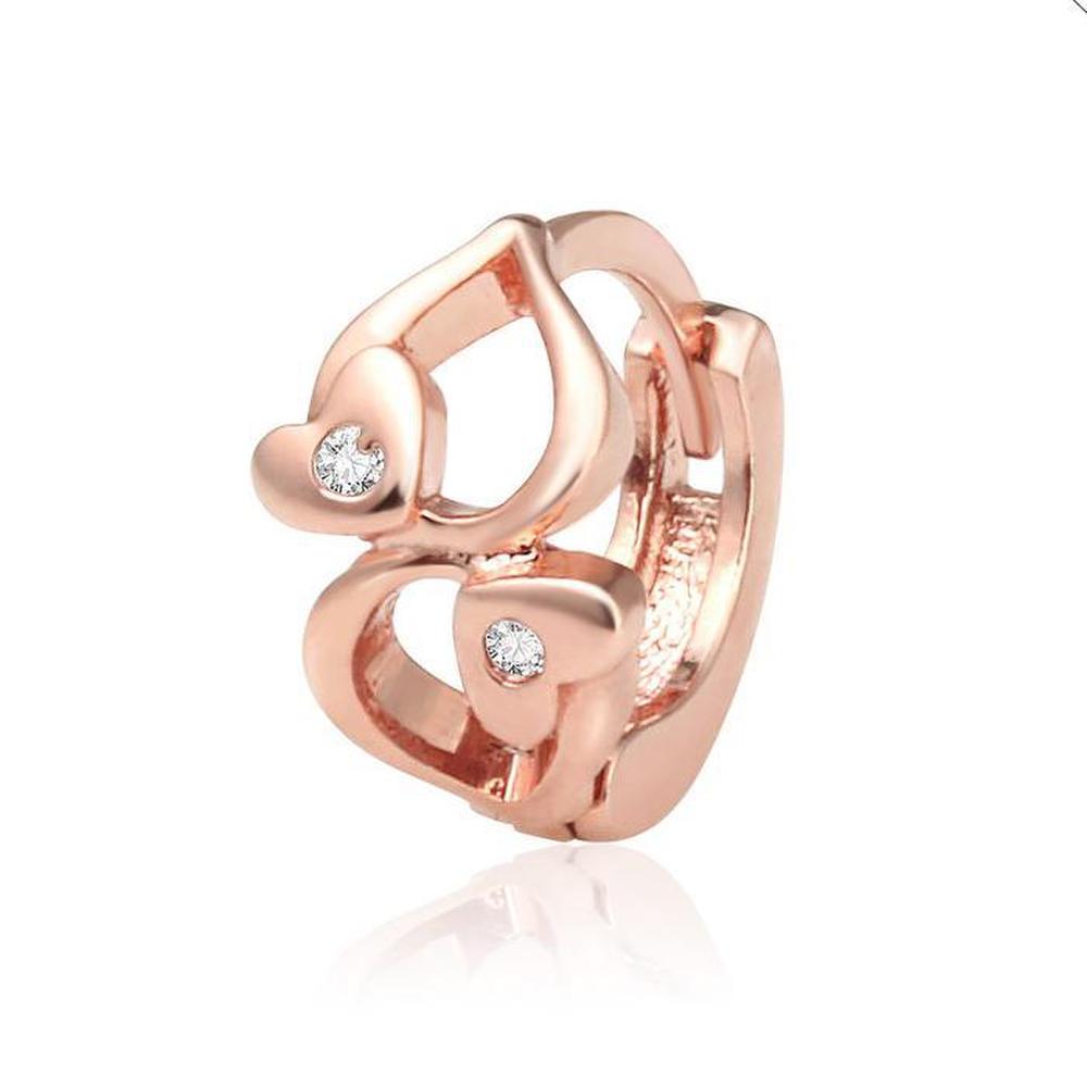 Double Heart 14K Gold Needle Cubic Rose Gold Ring Piercing (S8539485)
