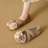 Faux leather French camellia flower Mary Jane single shoes women's 2025 new fashion versatile cross elastic flat shoes