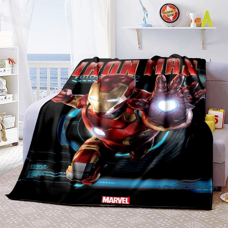 Iron Man Cartoon Comic Funny Expression Blanket, Warm Flannel Sofa Blanket, Home, Bedroom, Travel.