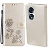 Тисненая кожаная книжка с рисунком розы для телефона HONOR 70, 70 5G, 70 Pro, 70 Pro+ с отделениями для карт