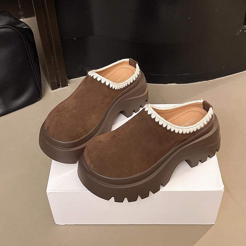 Маффин на толстой подошве, увеличивающий рост, обувь Boken, сумка-голова, полушлепанцы, женские, 2025, осень, новая одежда, шлепанцы Boken на одной педали