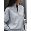 Womens Fashion Half-Zip Casual Sports Sweatshirt Long Style 2026